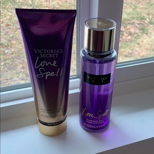 Love spell lotion and fragrance mist.